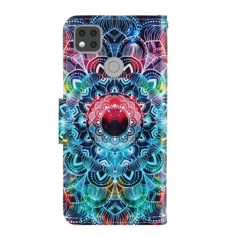 Läderfodral För Xiaomi Redmi 9C Med Kedjar Flashy Strappy Mandala