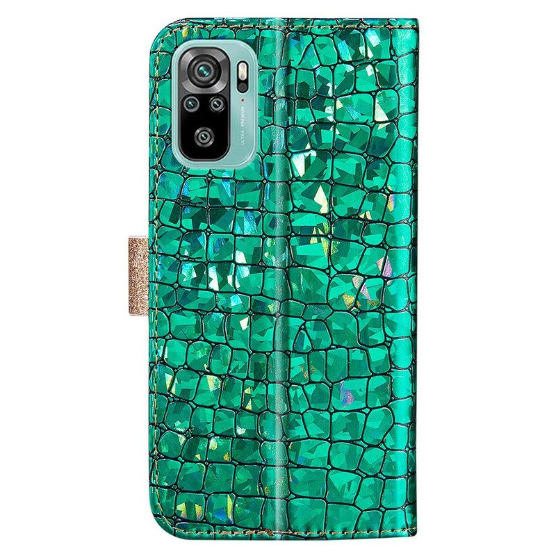 Läderfodral För Xiaomi Redmi Note 10 / 10S Croc-diamanter