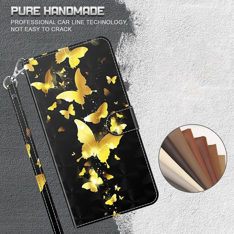 Läderfodral För Xiaomi Redmi Note 10 5G / Poco M3 Pro 5G Gula Fjärilar
