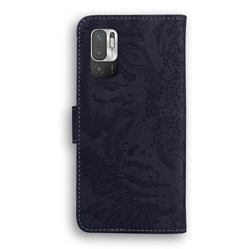 Läderfodral För Xiaomi Redmi Note 10 5G / Poco M3 Pro 5G Tiger Face Print