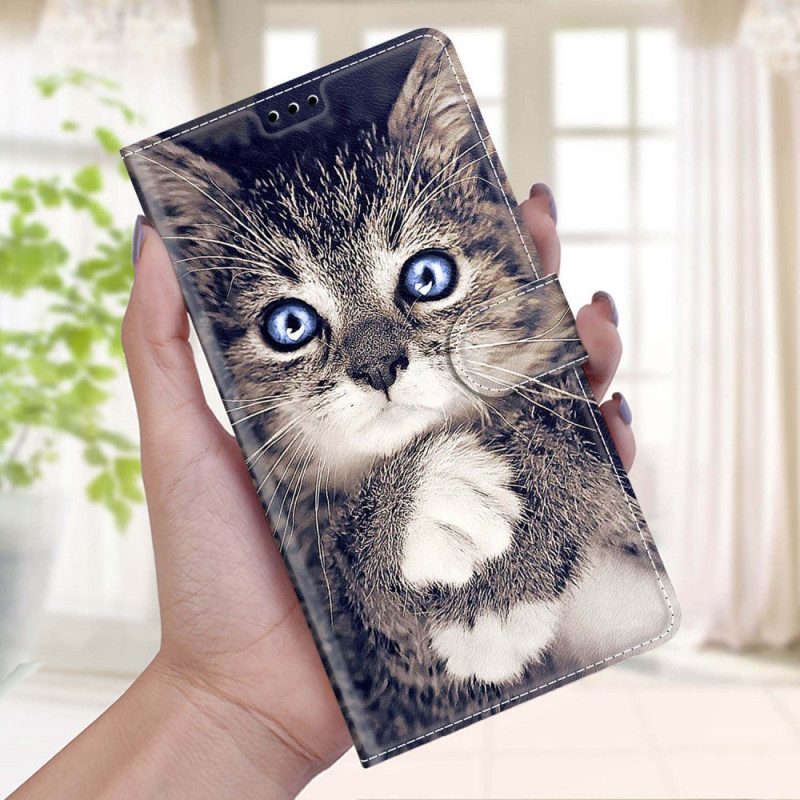 Läderfodral För Xiaomi Redmi Note 10 Pro Med Kedjar För Söt Katt Med Rem