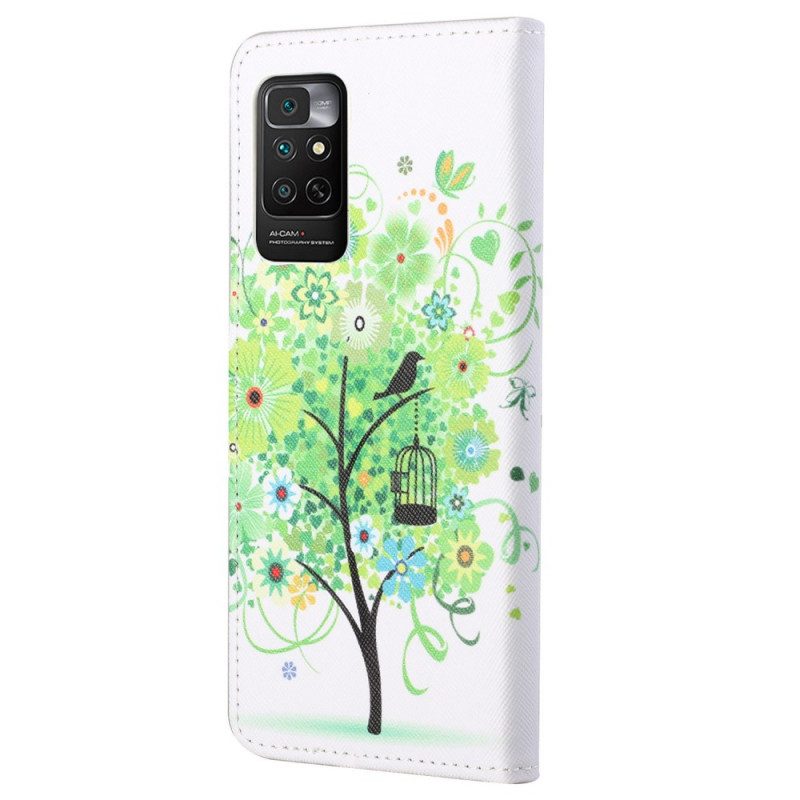 Läderfodral För Xiaomi Redmi Note 11 / 11S Grönt Träd