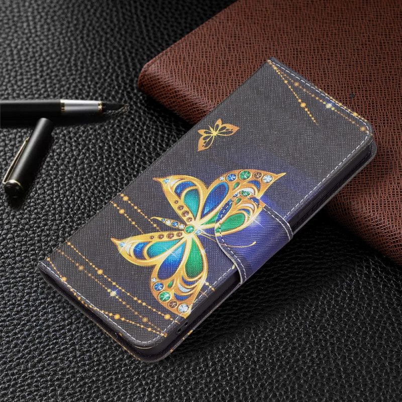 Läderfodral För Xiaomi Redmi Note 11 Pro Plus 5G Gyllene Fjärilar
