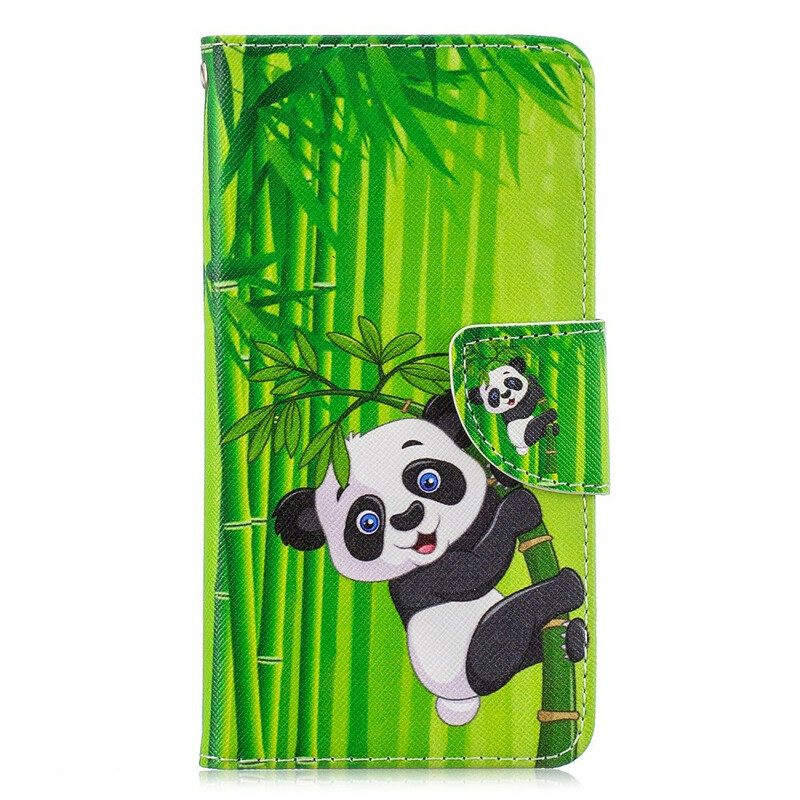 Läderfodral För Xiaomi Redmi Note 8 Pro Panda Och Bambu