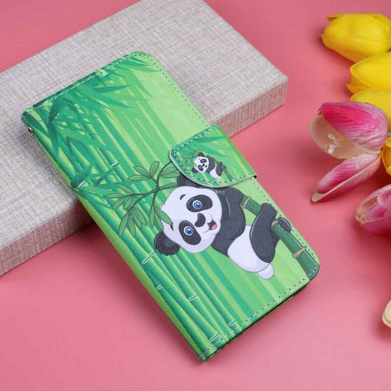 Läderfodral För Xiaomi Redmi Note 8 Pro Panda Och Bambu