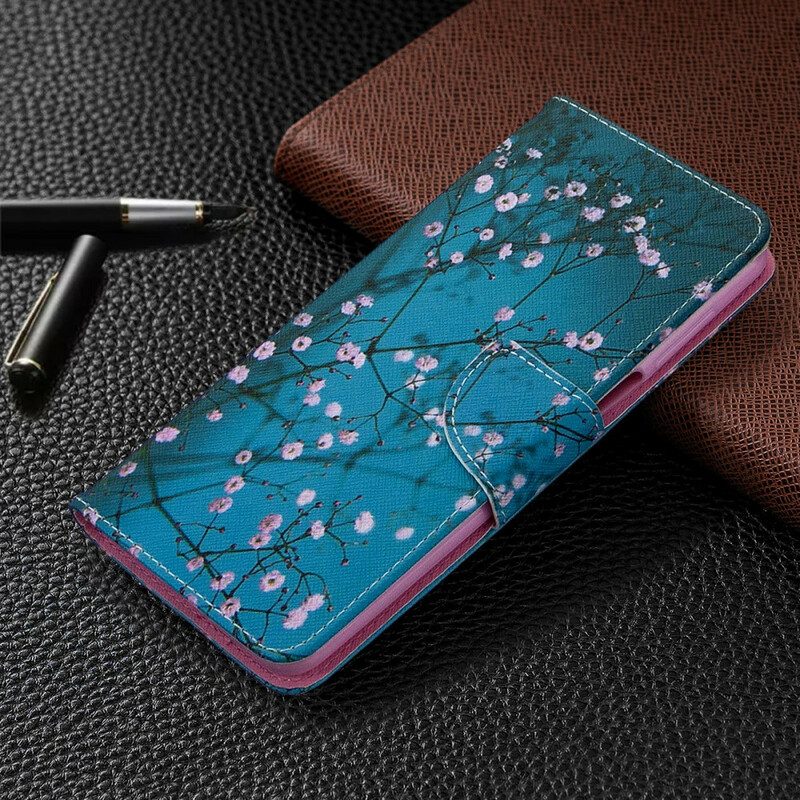 Läderfodral För Xiaomi Redmi Note 9S / Note 9 Pro Blommande Träd