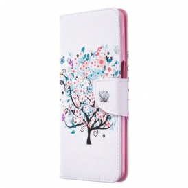 Läderfodral För Xiaomi Redmi Note 9S / Note 9 Pro Blommigt Träd
