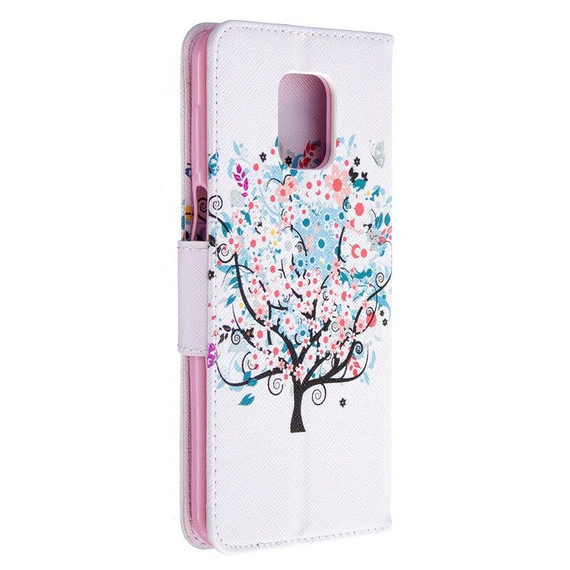 Läderfodral För Xiaomi Redmi Note 9S / Note 9 Pro Blommigt Träd