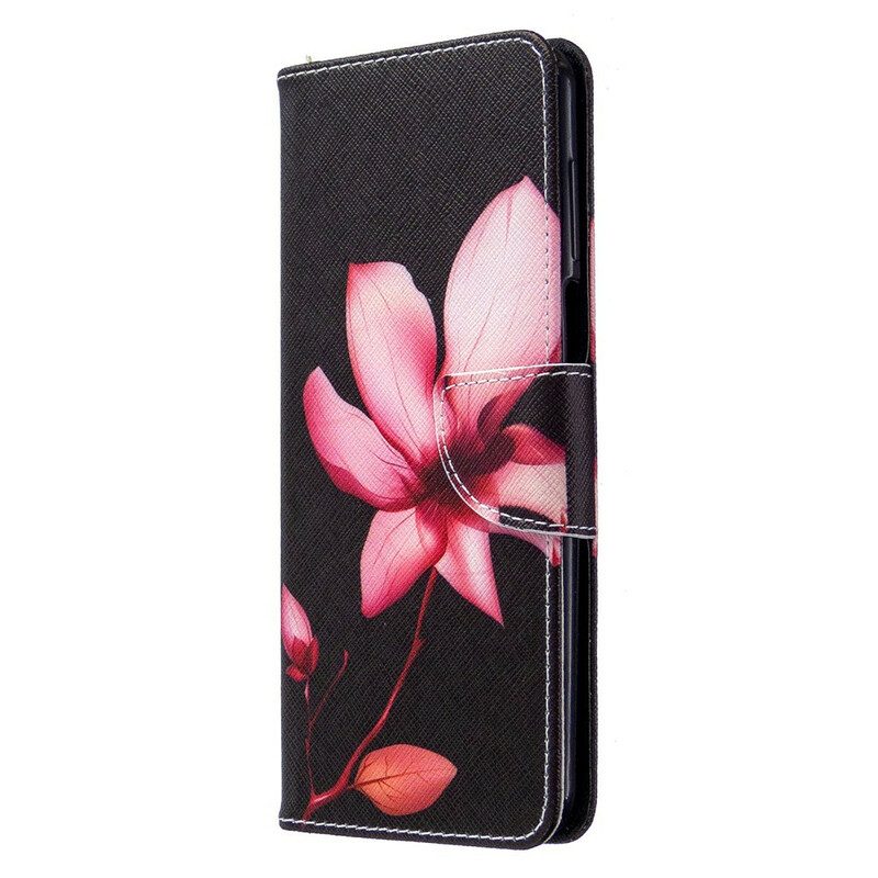 Läderfodral För Xiaomi Redmi Note 9S / Note 9 Pro Rosa Blomma