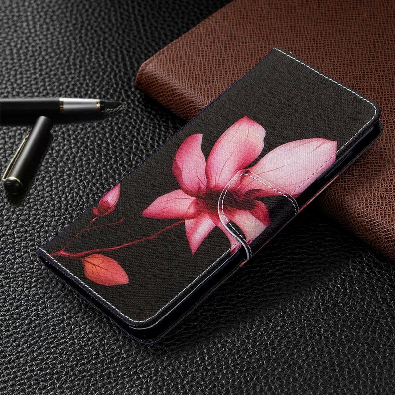 Läderfodral För Xiaomi Redmi Note 9S / Note 9 Pro Rosa Blomma