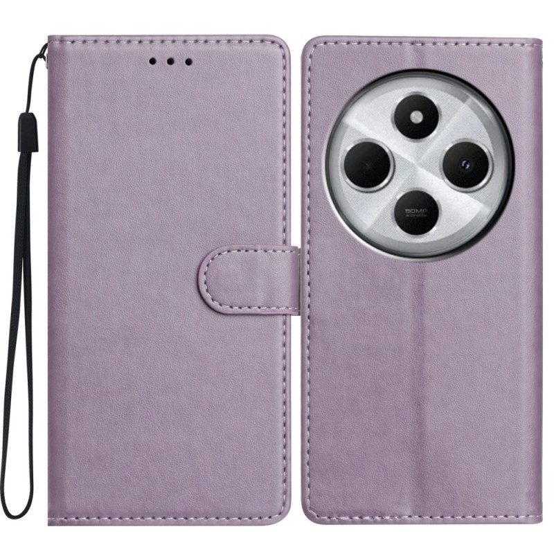 Läderfodral Poco C75 Telefonfodral Enfärgad Lädereffekt Med Rem