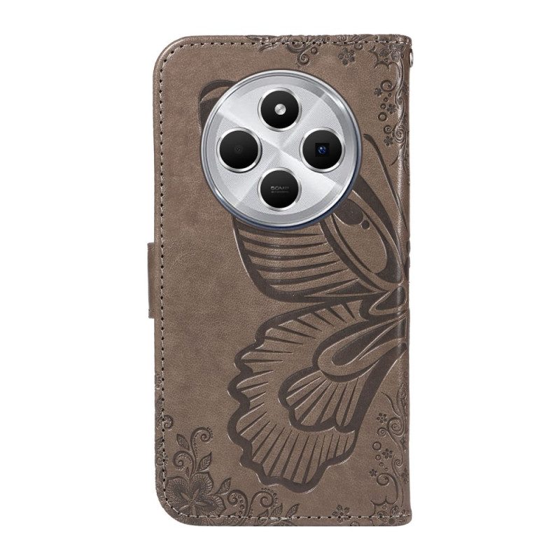 Läderfodral Poco C75 Telefonfodral Grafisk Fjäril