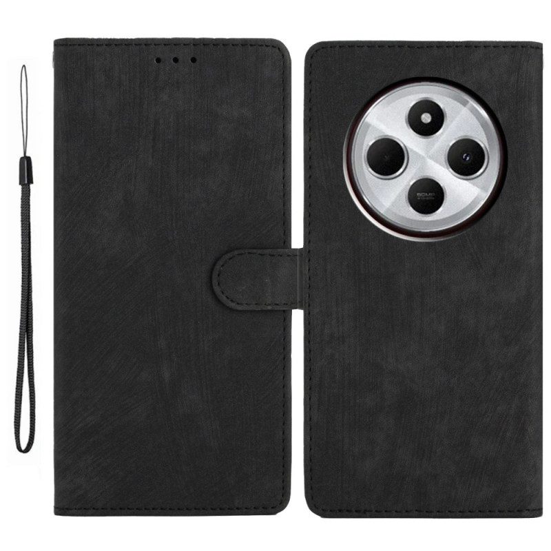 Läderfodral Poco C75 Telefonfodral Mockaeffekt Med Rem