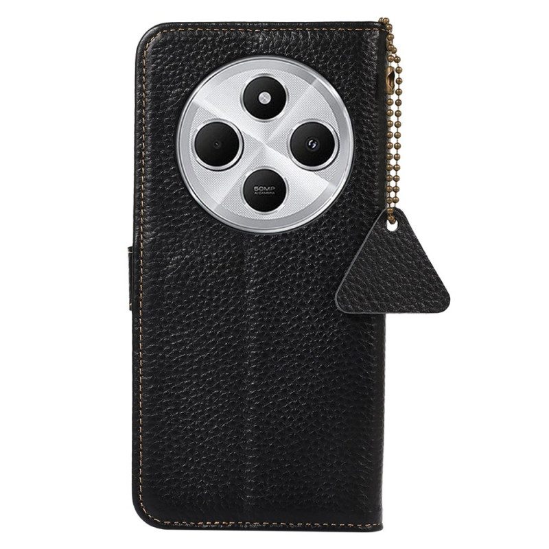 Läderfodral Poco C75 Telefonfodral Rfid-blockerande Och Litchitextur