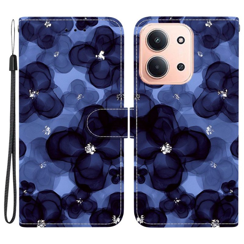 Läderfodral Poco C85 Telefonfodral Blå Blommor