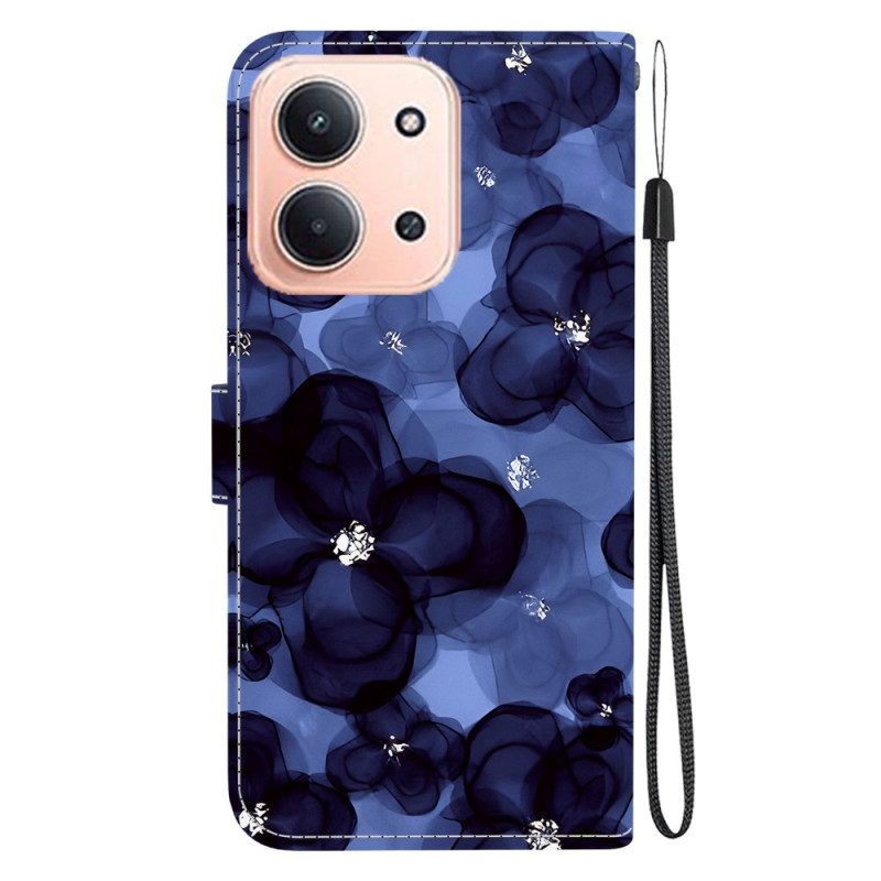 Läderfodral Poco C85 Telefonfodral Blå Blommor