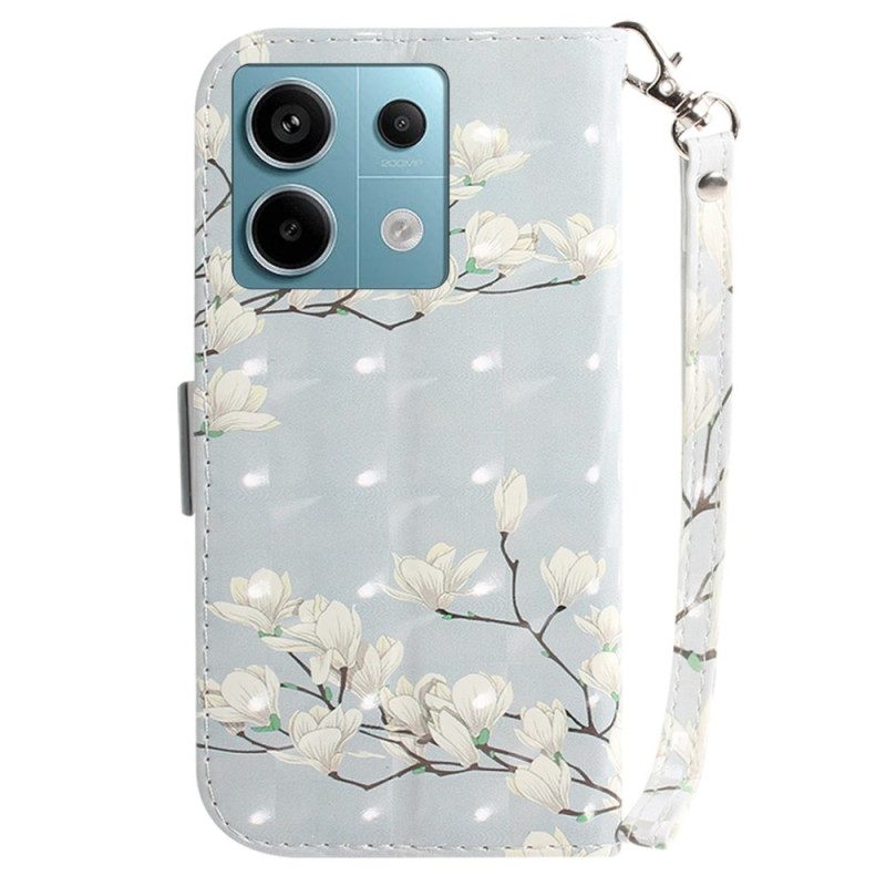 Läderfodral Poco X6 5g Telefonfodral Randiga Magnolior