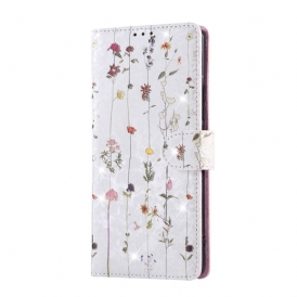 Läderfodral Poco X7 5g Telefonfodral Rfid-blockerande Blommig Design