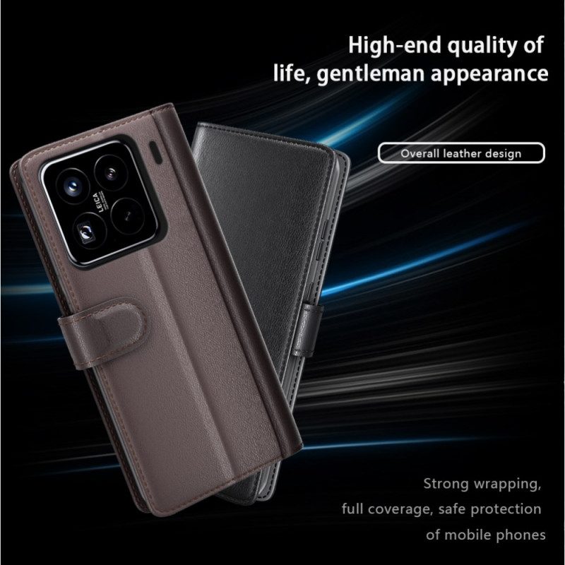 Läderfodral Xiaomi 15 Pro Telefonfodral Äkta Läder