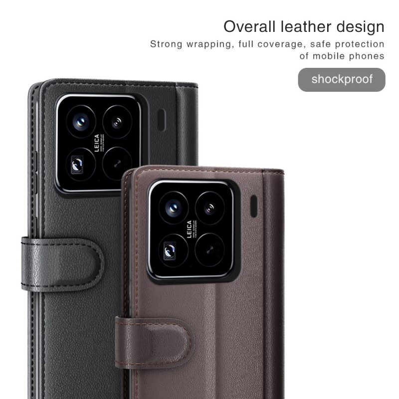 Läderfodral Xiaomi 15 Pro Telefonfodral Äkta Läder