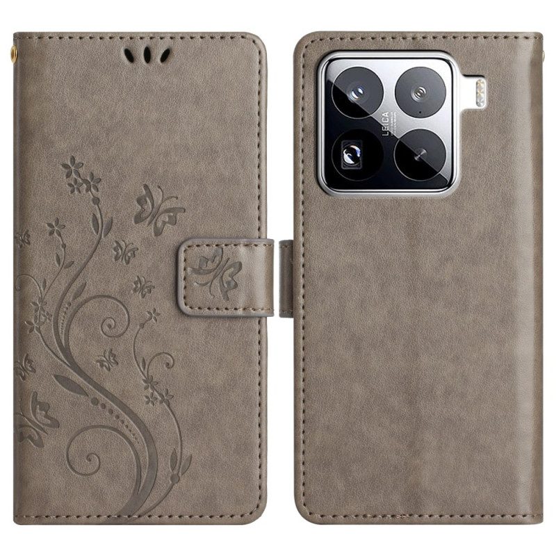 Läderfodral Xiaomi 15 Pro Telefonfodral Blommigt