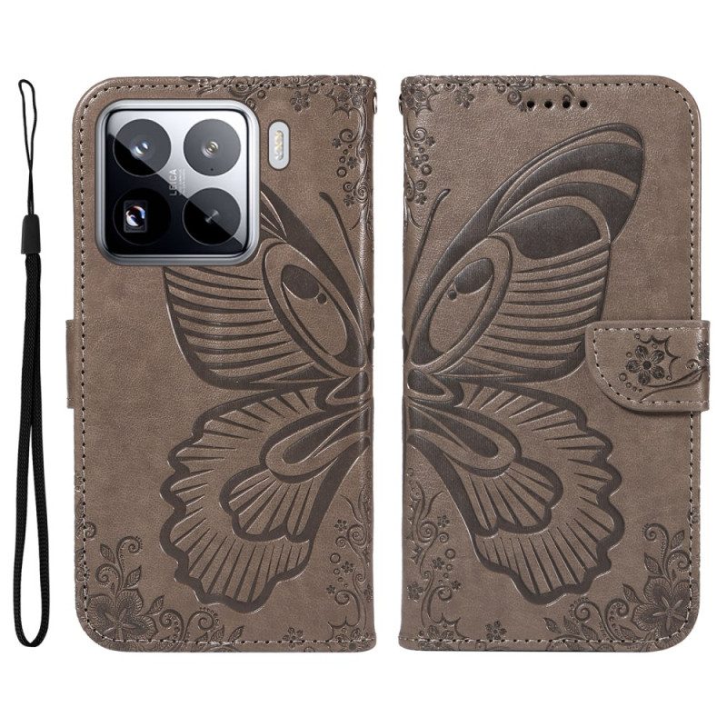 Läderfodral Xiaomi 15 Pro Telefonfodral Fjärilsdesign