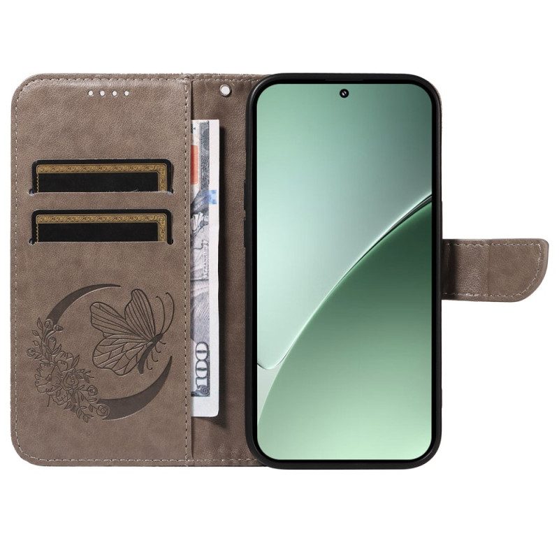 Läderfodral Xiaomi 15 Pro Telefonfodral Fjärilsdesign
