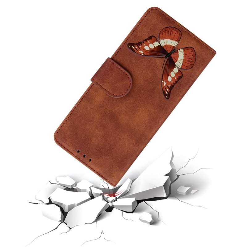 Läderfodral Xiaomi 15 Pro Telefonfodral Fjärilsmockeffekt