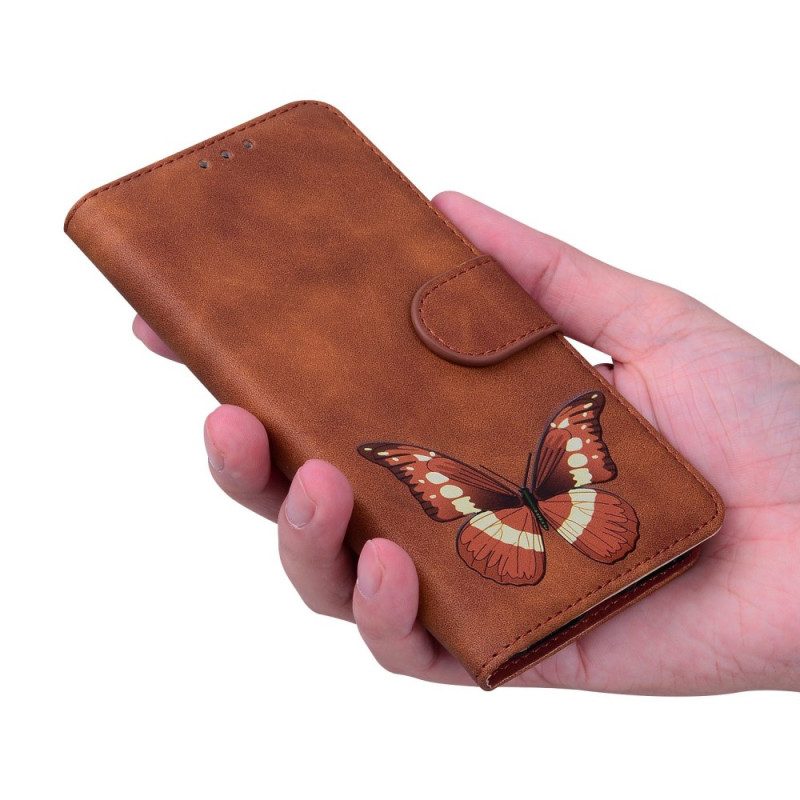 Läderfodral Xiaomi 15 Pro Telefonfodral Fjärilsmockeffekt