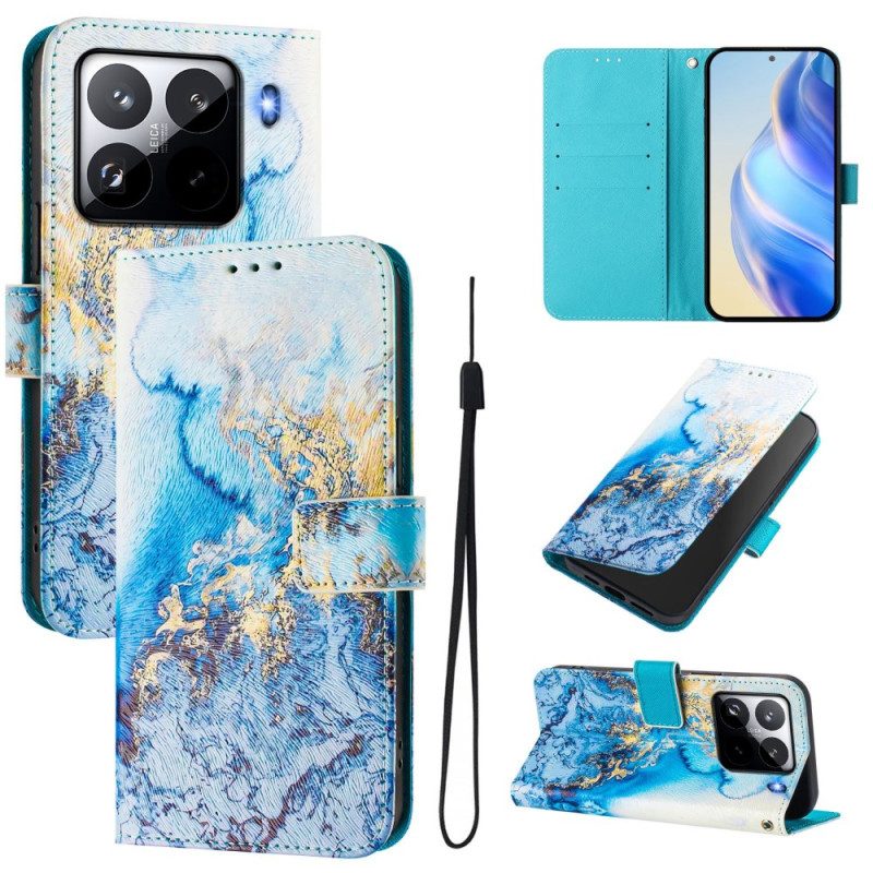 Läderfodral Xiaomi 15 Pro Telefonfodral Havsmarmor