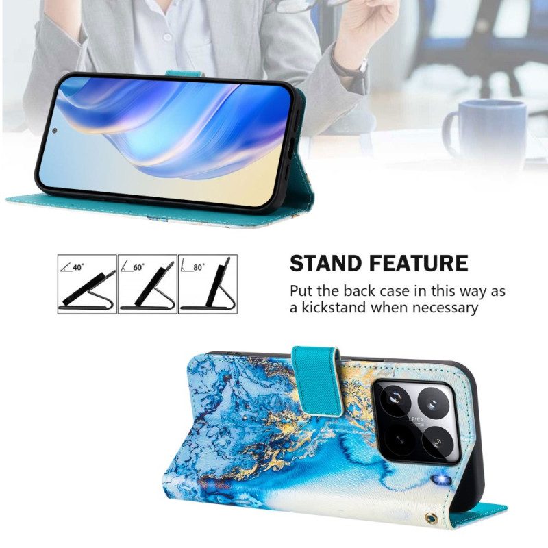 Läderfodral Xiaomi 15 Pro Telefonfodral Havsmarmor