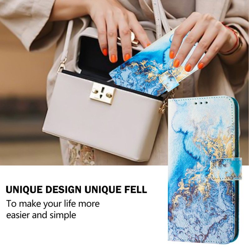 Läderfodral Xiaomi 15 Pro Telefonfodral Havsmarmor