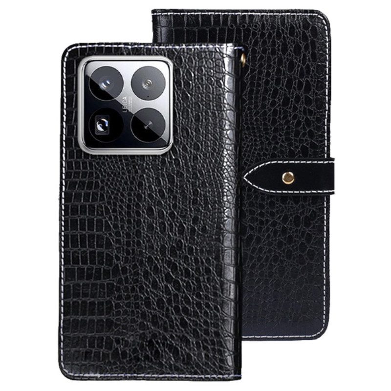 Läderfodral Xiaomi 15 Pro Telefonfodral Idewei Krokodilmodell