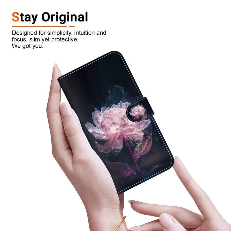 Läderfodral Xiaomi 15 Pro Telefonfodral Lila Pion