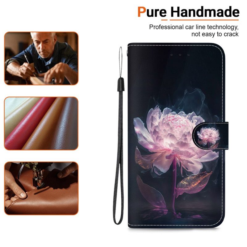 Läderfodral Xiaomi 15 Pro Telefonfodral Lila Pion