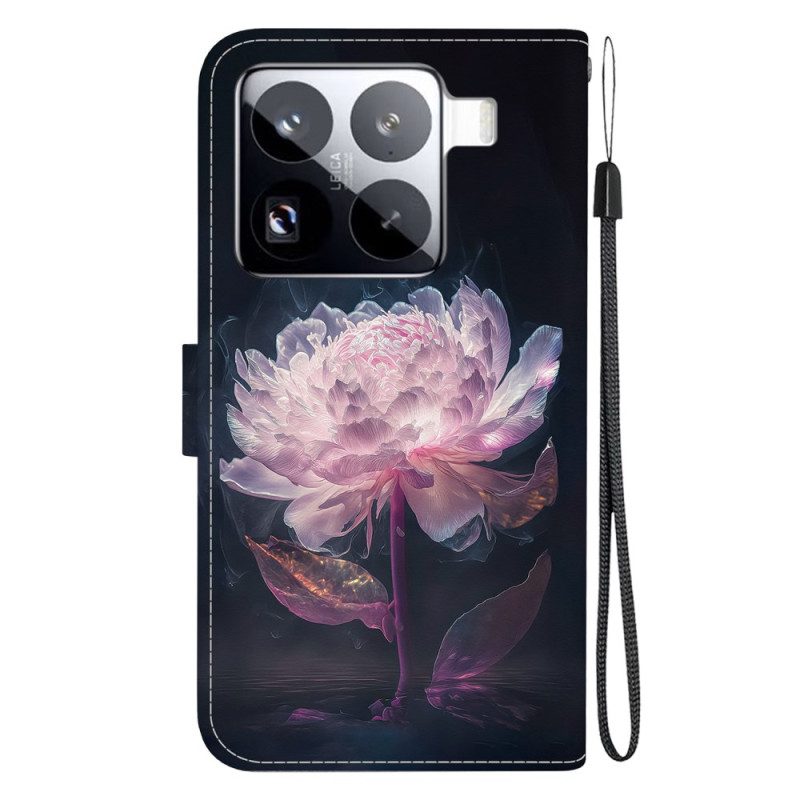 Läderfodral Xiaomi 15 Pro Telefonfodral Lila Pion
