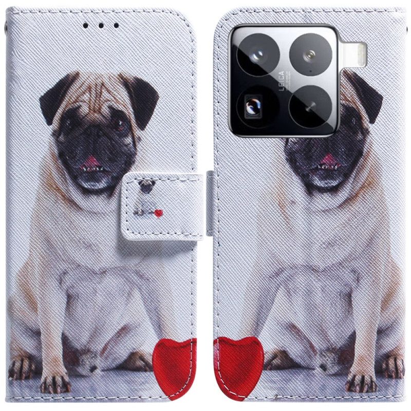 Läderfodral Xiaomi 15 Pro Telefonfodral Mopshund