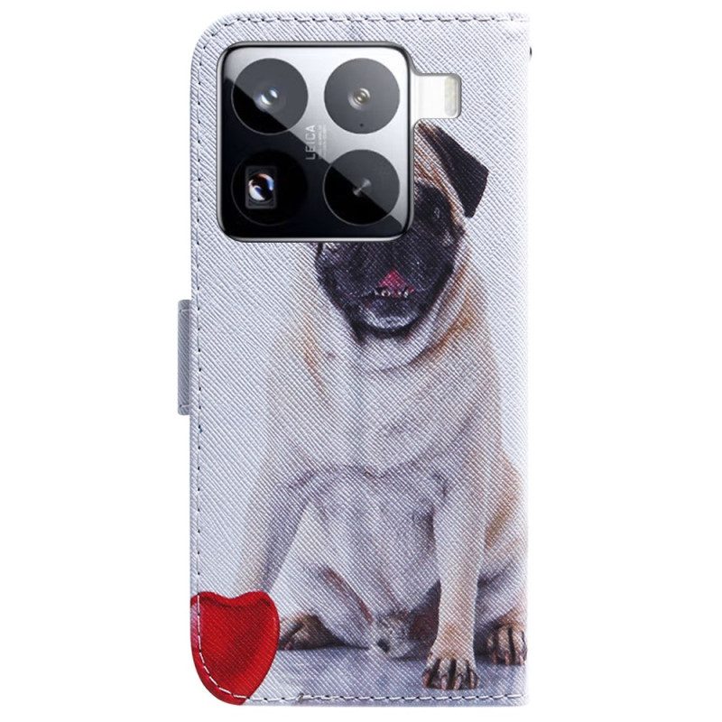 Läderfodral Xiaomi 15 Pro Telefonfodral Mopshund
