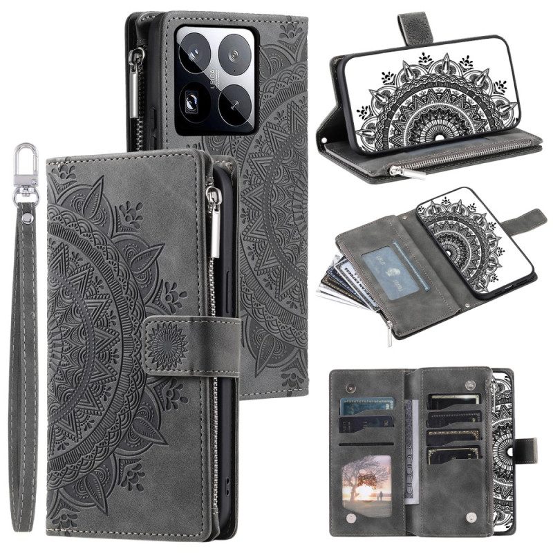 Läderfodral Xiaomi 15 Pro Telefonfodral Plånbok Med Mandala-mockaeffekt