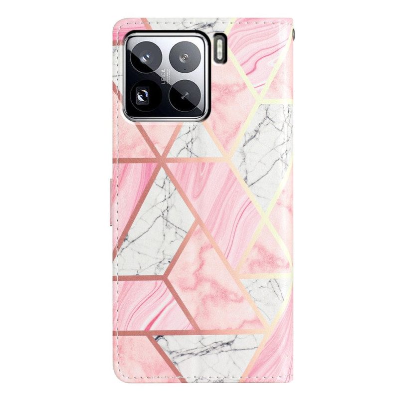 Läderfodral Xiaomi 15 Pro Telefonfodral Rosa Marmor