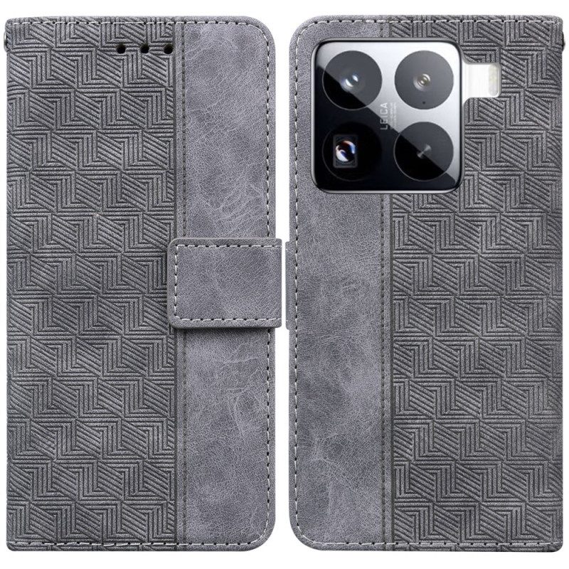 Läderfodral Xiaomi 15 Pro Telefonfodral Vävt Mönster