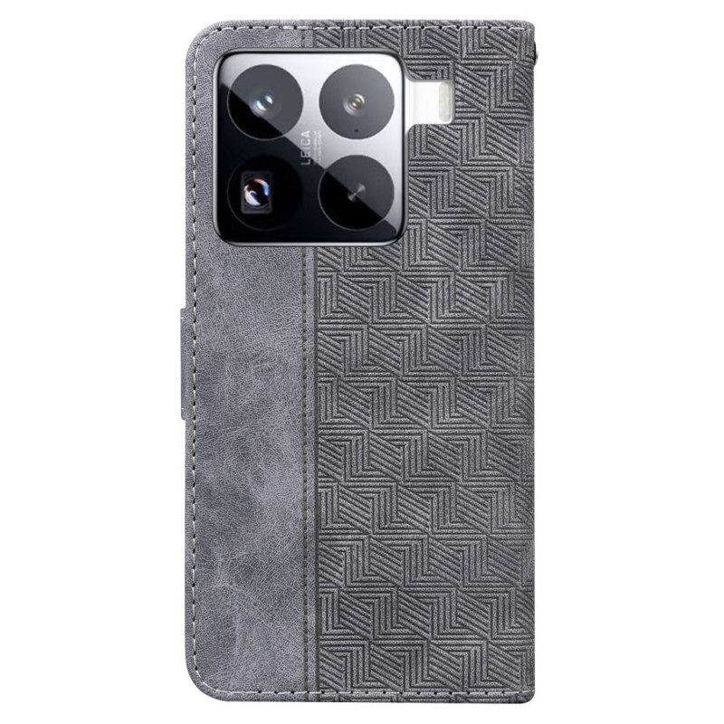 Läderfodral Xiaomi 15 Pro Telefonfodral Vävt Mönster