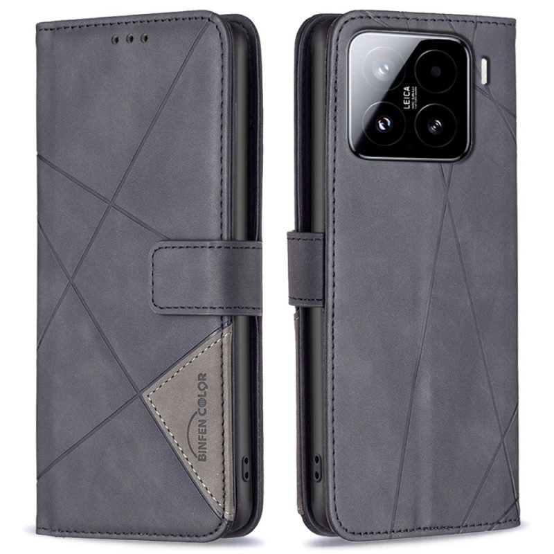 Läderfodral Xiaomi 15 Telefonfodral Binfencolor-geometri