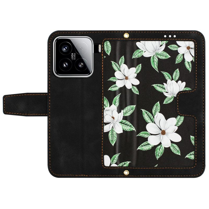 Läderfodral Xiaomi 15 Telefonfodral Blommig Plånbok