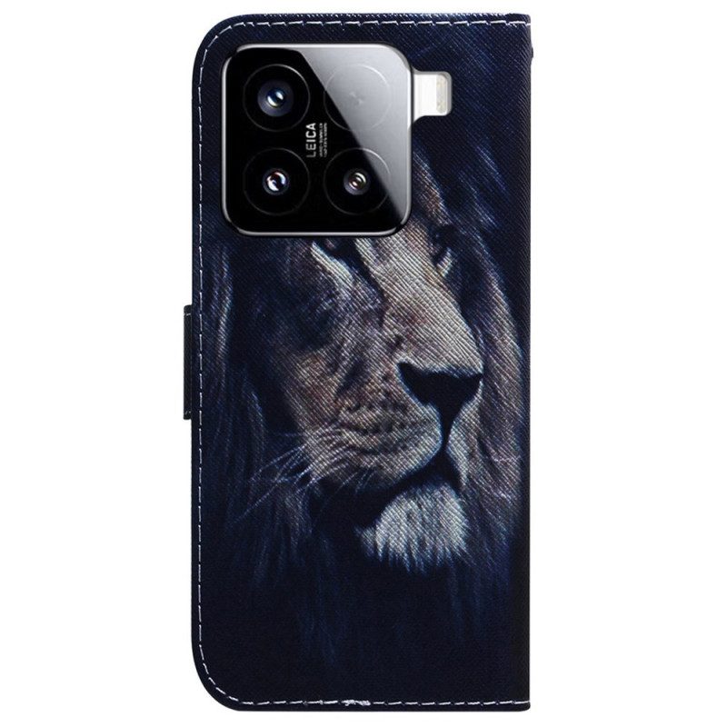 Läderfodral Xiaomi 15 Telefonfodral Drömmande Lejon