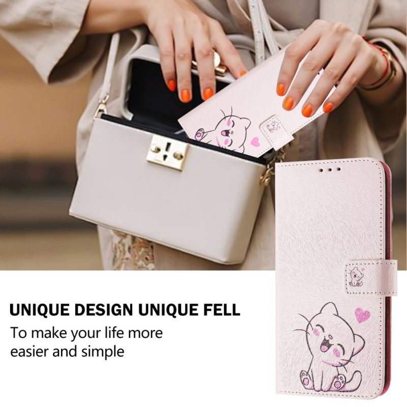 Läderfodral Xiaomi 15 Telefonfodral Kattungemotiv