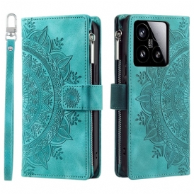 Läderfodral Xiaomi 15 Telefonfodral Plånbok Med Mandala-effekt I Mocka