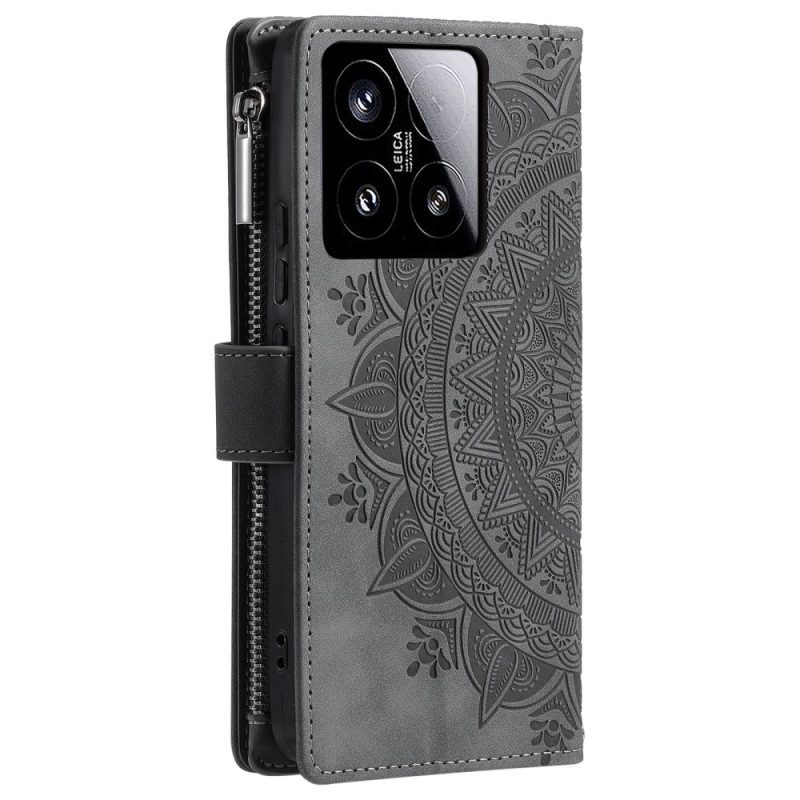 Läderfodral Xiaomi 15 Telefonfodral Plånbok Med Mandala-effekt I Mocka