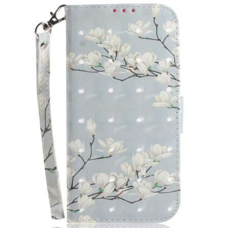 Läderfodral Xiaomi 15 Telefonfodral Snodd Med Magnoliamönster