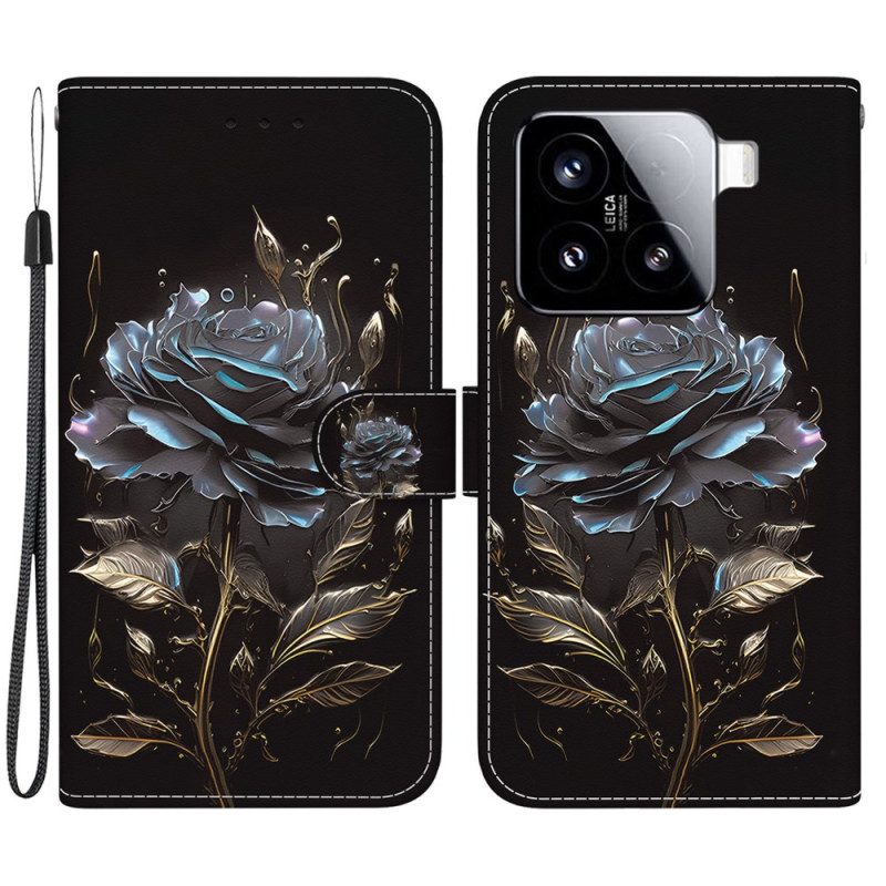 Läderfodral Xiaomi 15 Telefonfodral Svart Ros